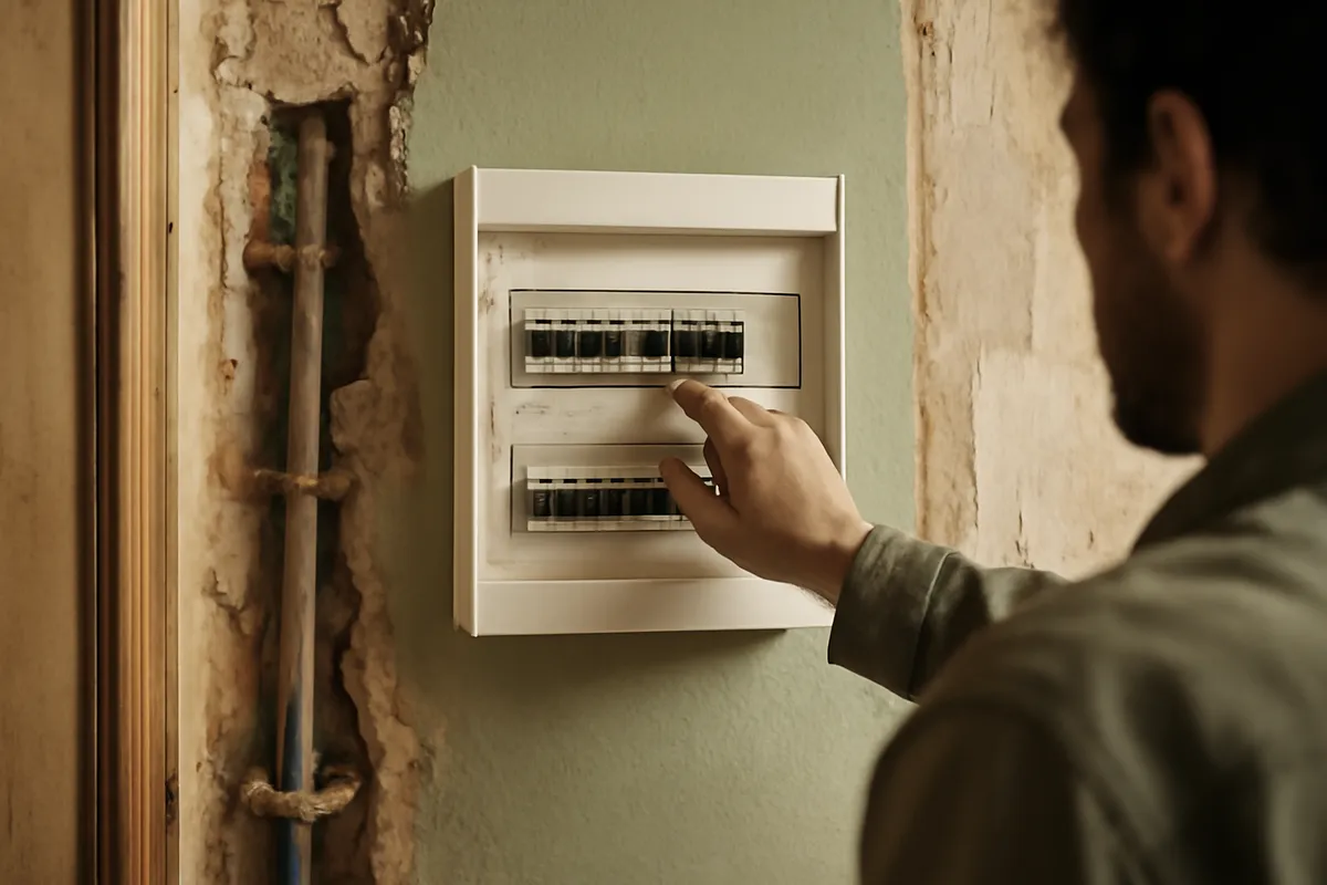 Revisión de cuadro eléctrico y puntos de fontanería antes de una reforma